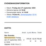 Svenska Björnstammen konsert i Göteborg 27:e september 2st