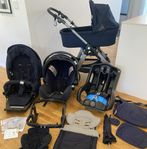 Paket barnvagn: sittdel, liggdel, babyskydd & mga tillbehör