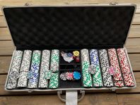 500 Poker set Pokerväska väska portfölj marker tärningar