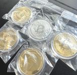 Äkta 24K guldpläterade + Silverpläterad krypto mynt!