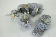 Hand-Knit Princess Baby Girl Shoes with Crown and Lace 