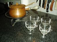 Glöggryta i koppar med 4 st glögglas