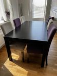 Förlängbart matbord med 6 stolar