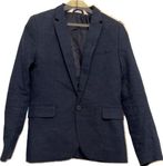 Blå linne/bomulls kostym H&M stl 134