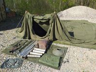 Militär tält 12 med vedkamin och tillbehör 