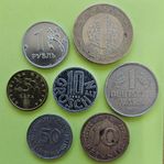 Mynt från olika länder,  7 st