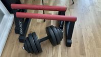 Gymstick paralletter och 15 kg hantel