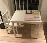 Barnbord, vit, 59x50 cm och barnstol vit, IKEA, KRITTER 