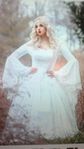 Ny Medeltida Viktoriansk Bröllopsklänning Hooded + Cape  4
