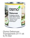 oöppnad Dekorvax Osmo Transparent 3111 vit 0,75 liter