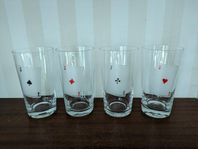 Fina drinkglas / grogglas med ess / spelkortssymboler 