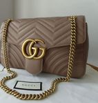 GUCCI GG Marmont Medium Bag Nude Calfskin Leather