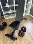 2 x 2-24kg bowflex dumbbell weights plus bench