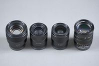 Sony 85mm, 55mm, 35mm; Mitakon 50mm f0.95