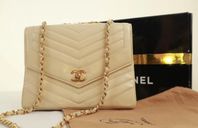 Chanel Chevron Beige Bag