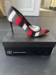 INC Khari Pointed Toe Heel Pumps in Red Black Silver