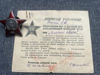 Sovjetisk WWII Röda Tjärna orden, Arme. USSR. Ryssland