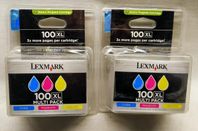 2 st paket med Lexmark Multipack 100XL bläckpatroner.