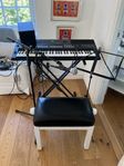 Keyboard med högtalare, mic, pianostol & notställ 