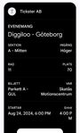 1 st biljett till Diggiloo - Göteborg.