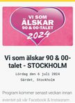2 st (VIP) biljetter ”Vi som älskar 90-talet” Stockholm