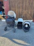Barnvagn med sittdel liggdel babyskydd