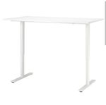 Skrivbord sitt/stå, vit, 160x80 cm