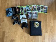 Xbox 360 med 15 spel + 5 kontroller 
