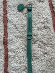 läder hundhalsband grön 32-38 cm