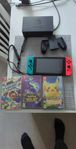 Nintendo Switch med 3 spel (1 mario 2 pokemon)