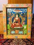 Vacker originell handmålad Bhutan tavla 