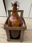 Antik damajeanne flaska med patentkork i porslin