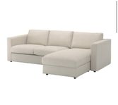 3-sitssoffa med schäslong, beige