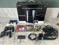 Playstation 3 PS3 med spel och mikrofoner