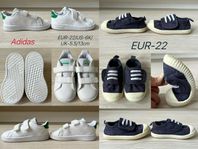 12 par barnskor,: Adidas, Nike, Kavat, Hunter 