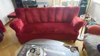 Röd soffa 3-sits 1940-tal