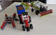 Traktor och skördetröska med tillbehör