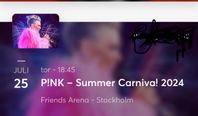 4 ståbiljetter till P!nk - Summer Carnival 25/7 i Stockholm