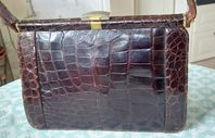 Klassisk handväska i fint krokodilskinn 50-tal