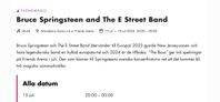 Bruce Springsteen 4 biljetter, Stockholm 15 Juli