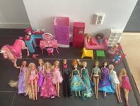 Barbie, dockor kläder och möbler
