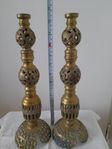 Monumental Pillar Vintage Brass Candlesticks