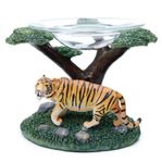 Tiger med Träd Aromalampa för Resinolja & Vax med Glasfat