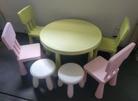 Barnmöbler med bord, stolar och pallar 