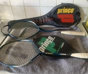 2 st Prince badminton-rack och 2 fodral 