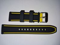 22mm gummi klockarmband svart/gult