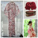 Japansk kimono, obi-rosett, getasandaler