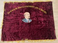 Stor Sovjetisk broderad Röda banner Lenin Kommunism Rysslan