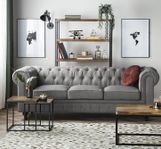 Elegant Ljusgrå 3-Sits Chesterfield Soffa Stor (2 st.)