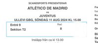 Atletico Madrid - Juventus matchbiljetter